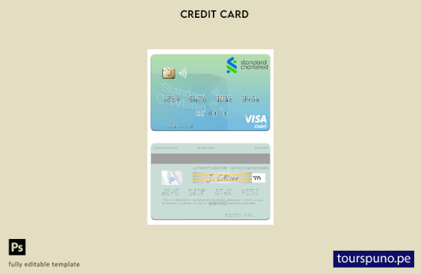lista para imprimir plantilla de tarjeta de débito Visa Chartered estándar de Zi